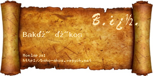 Bakó Ákos névjegykártya