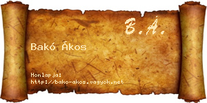 Bakó Ákos névjegykártya